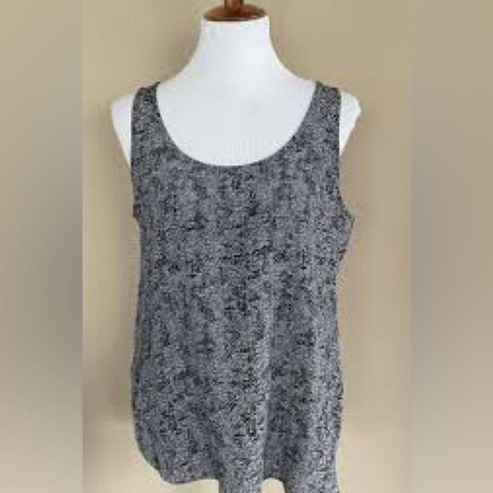 Eileen Fisher 100% Silk Tank Top Size Medium Abstract Print Minimalist Luxury